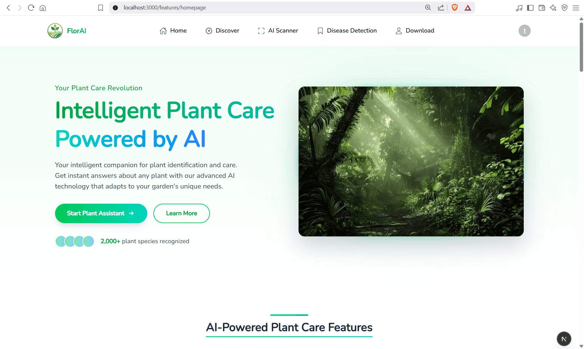 Florai homepage preview